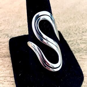 Stainless Steel Low Profile Statement Curve Ring